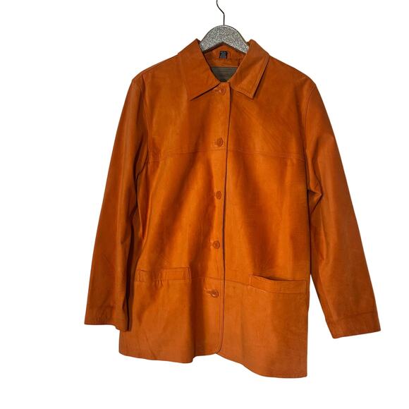 Orange Genuine Leather Vintage Jacket - Picture 2 of 7